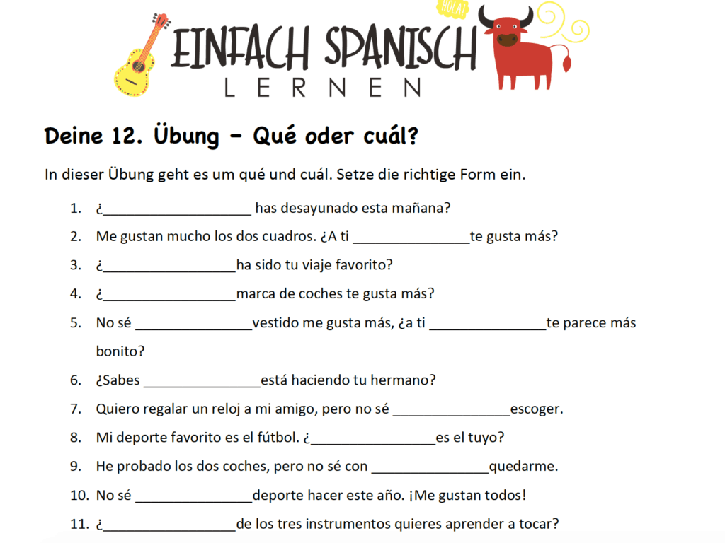 19 Spanisch Übungen Einfach Spanisch Lernen